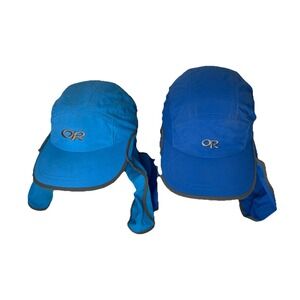 Outdoor Research Kids Medium Sun Runner Cap with Flap Set of 2 UPF 50+ Blue